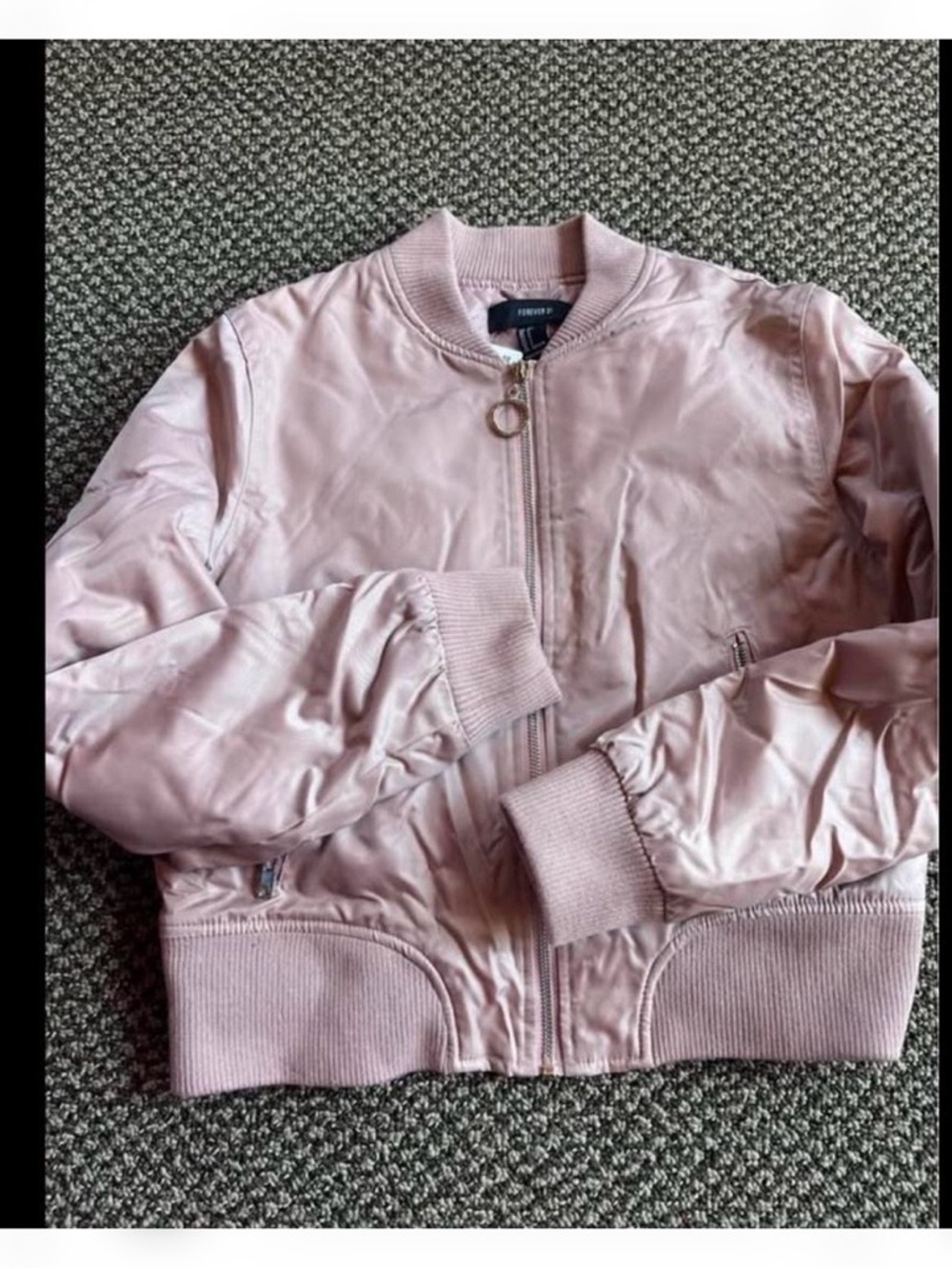 Forever 21 Blush Pink Bomber Jacket with Ring Zipper